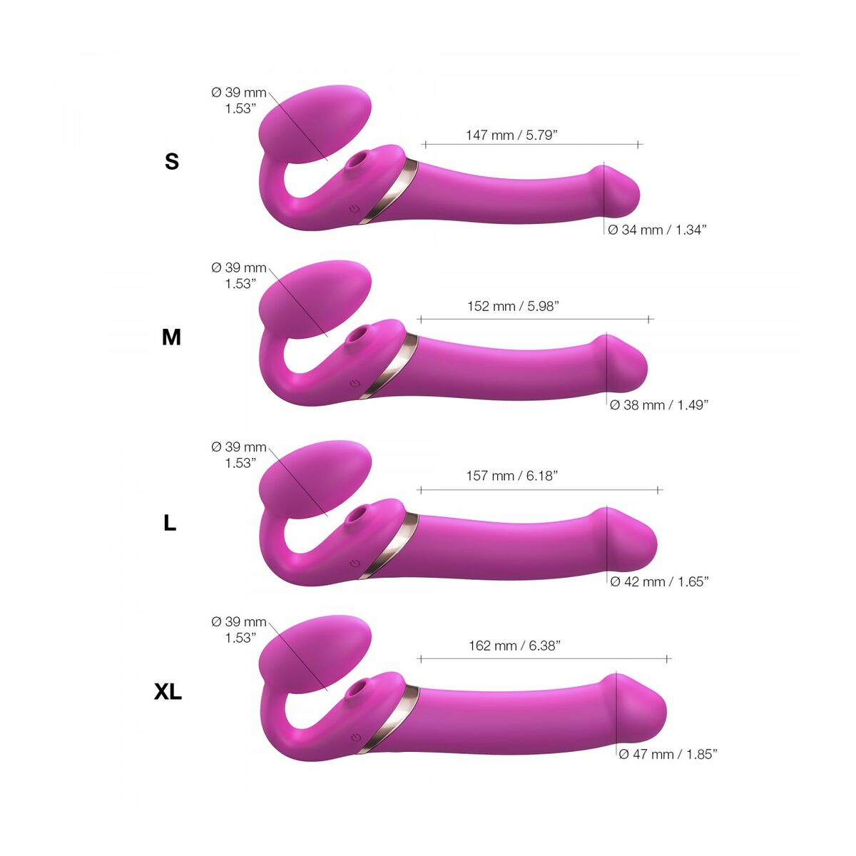 Vibrator Strap-on-me 6017456 Rosa XL M